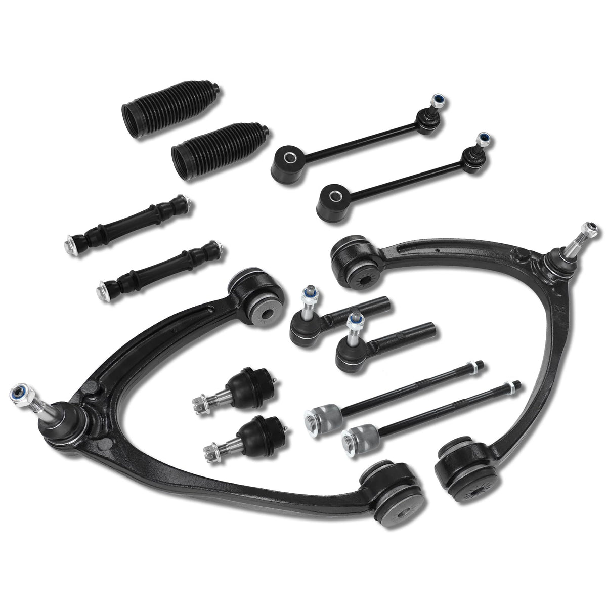 Frenzybro 14pcs Front Upper Control Arm Tie Rod Sway Bar Suspension Kit
