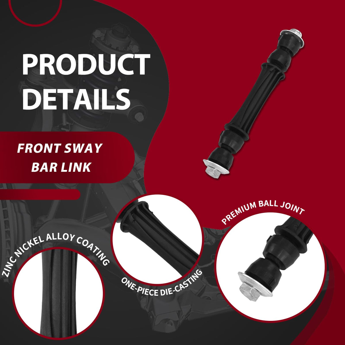 Frenzybro 4Pcs 4WD Rear Shock Absorbers Assembly Front Sway Bar Links Kit