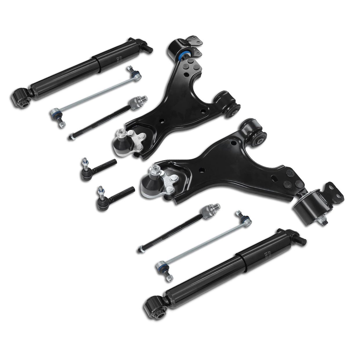 Frenzybro 10 Pcs Front Lower Control Arm Ball Joint Swaybar Tie Rod Rear Shock Absorber Suspension Kit Replacement For 2008-2