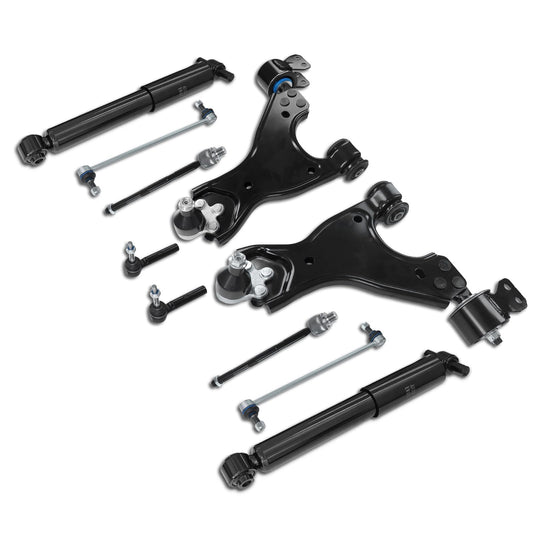 Frenzybro 10 Pcs Front Lower Control Arm Ball Joint Swaybar Tie Rod Rear Shock Absorber Suspension Kit Replacement For 2008-2