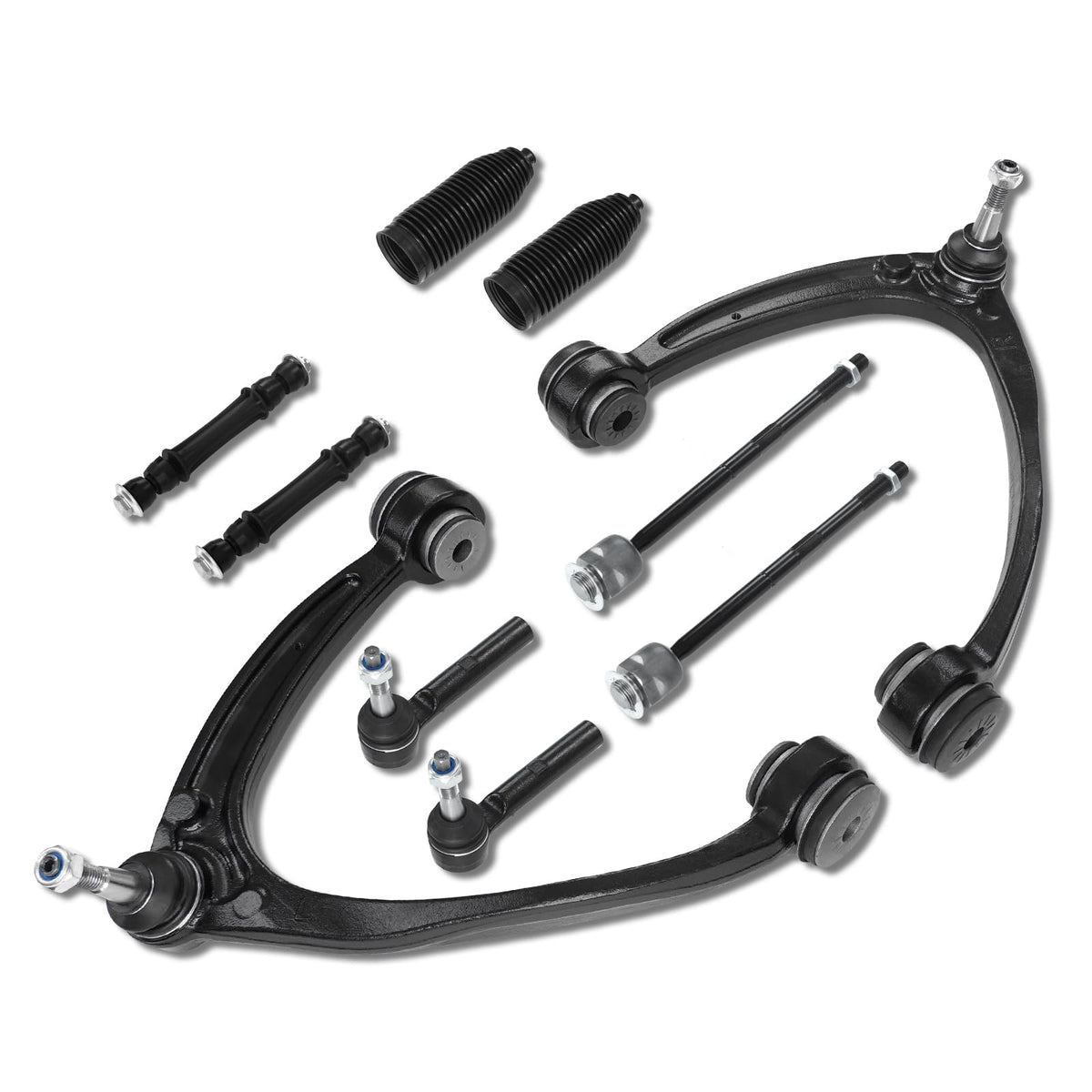 Frenzybro 10pcs Front Upper Control Arm Tie Rod Sway Bar Suspension Kit