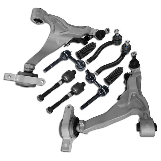 Frenzybro 10pcs Front Lower Control Arm with Ball Joint Sway Bar Link Inner Outer Tie Rod Suspension Kit Compatible With 2007