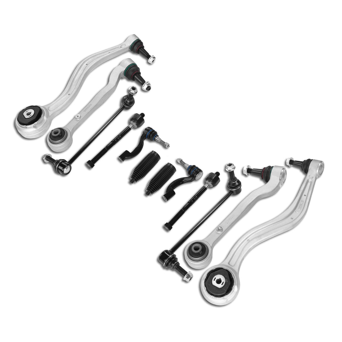 Frenzybro 12pcs Front Lower Control Arm with Ball Joint Stabilizer Sway Bar Link Inner Outer Tie Rod End Link Suspension Kit 