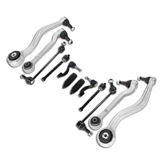 Frenzybro 12pcs Front Lower Control Arm with Ball Joint Stabilizer Sway Bar Link Inner Outer Tie Rod End Link Suspension Kit 
