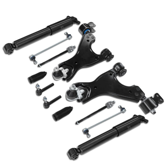 Frenzybro 12 Pcs Front Lower Control Arm Ball Joint Swaybar Tie Rod Boot Rear Shock Absorber Suspension Kit Replacement For 2