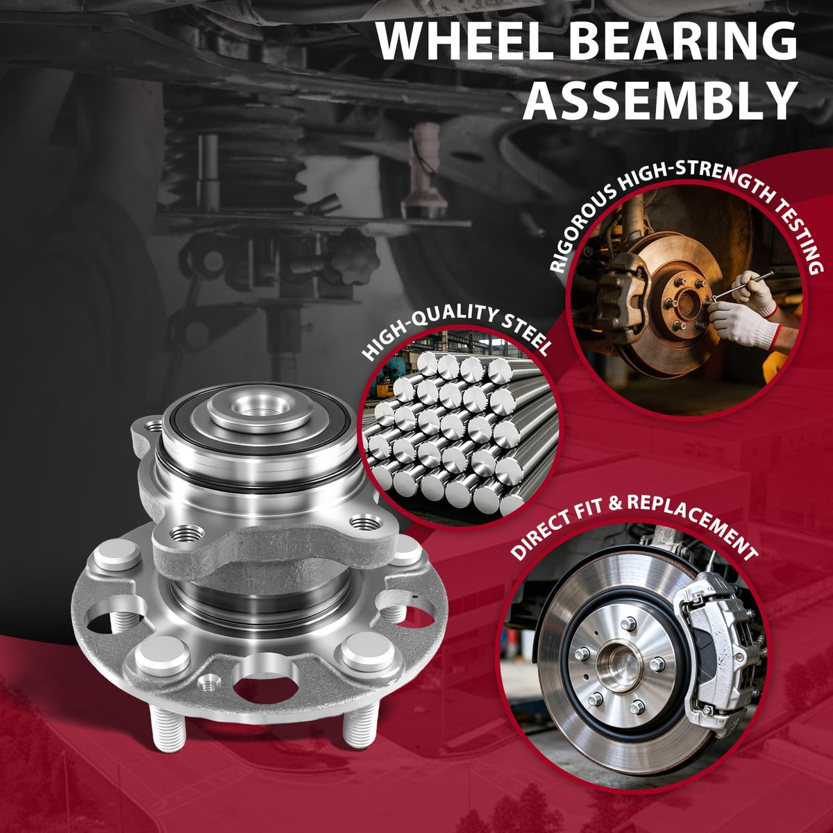 Frenzybro Rear Wheel Hub Bearing Assembly 512257 Replacement for 2006-2011 Honda Civic DX/GX/LX