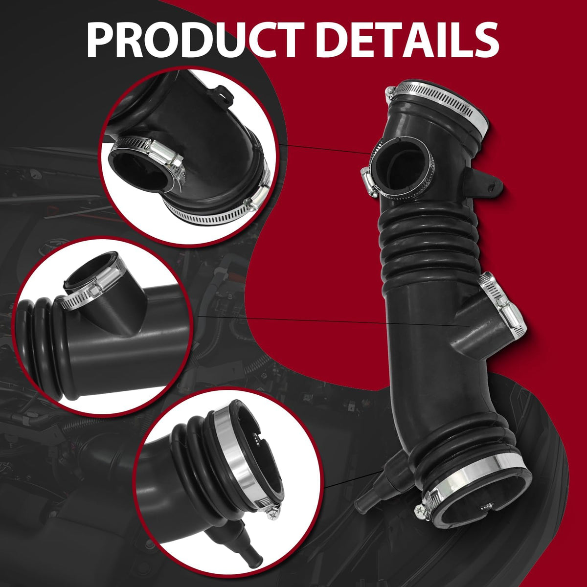 Frenzybro Engine Air Cleaner Intake Hose with Clamps 696018 Compatible with Toyota Tacoma 1995 1996 1997 1998 1999 2000 3.4L 