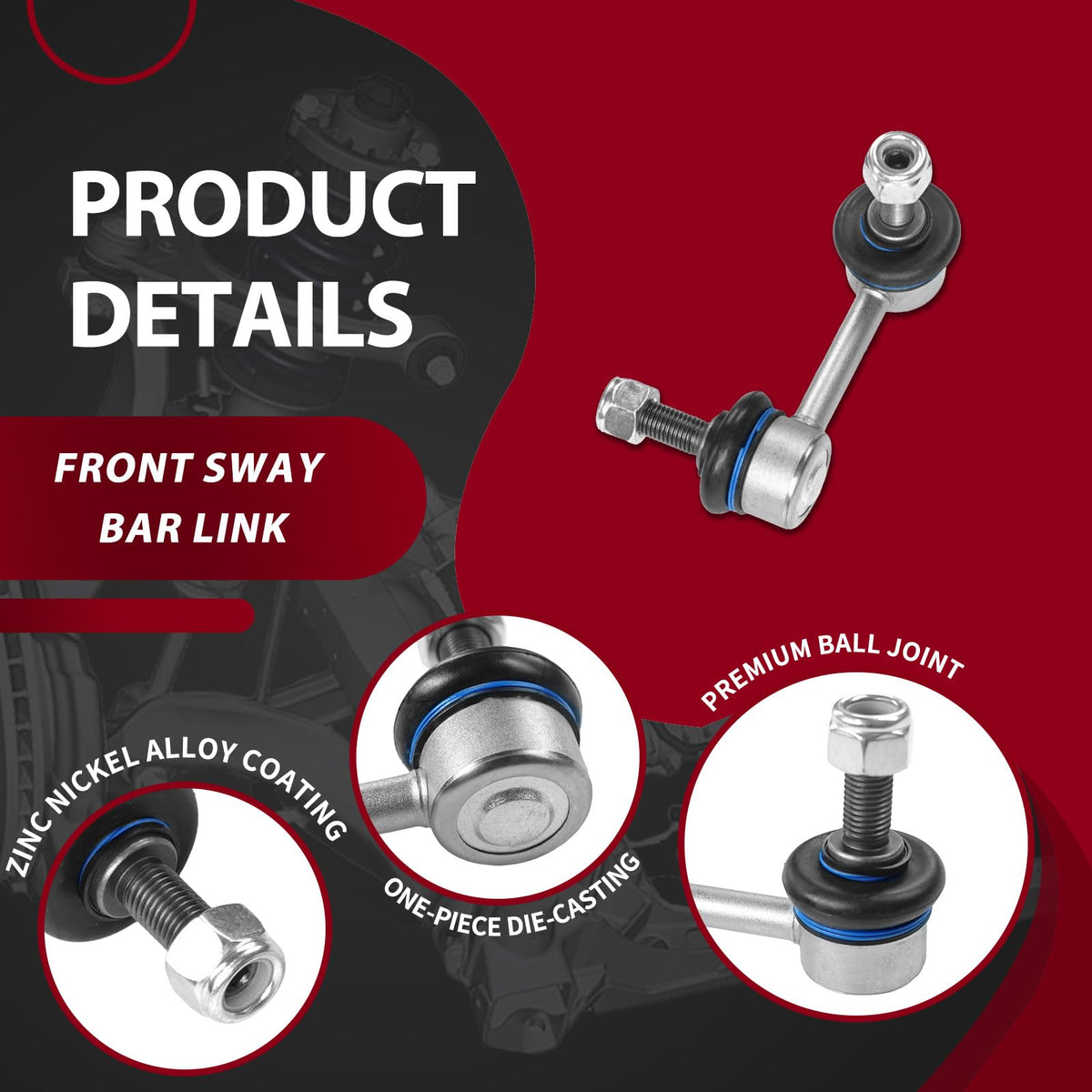 Frenzybro 6Pcs Front Struts Rear Shock Absorbers Sway Bars Kit