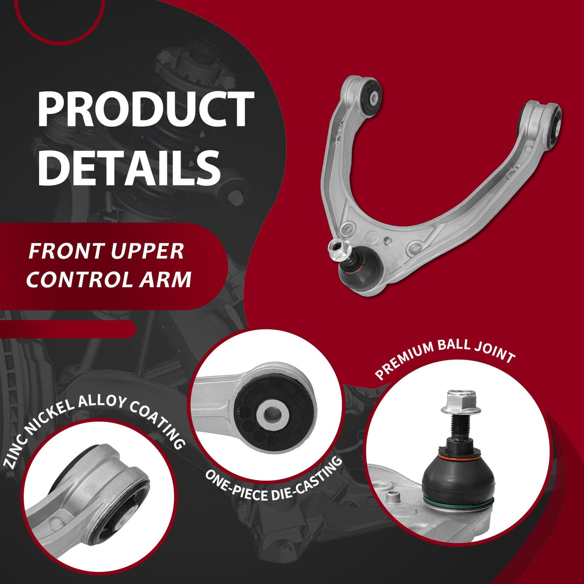 Frenzybro Upper Lower Control Arm Front Suspension Kit for 2007-10 Audi Q7
