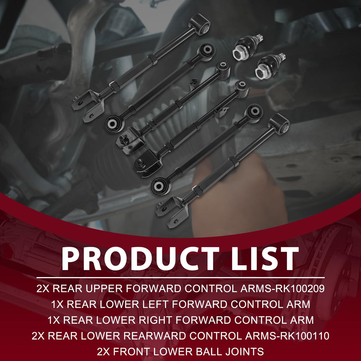 Frenzybro Rear Lower Control Arm Kit with Ball Joint RK100209 8Pcs