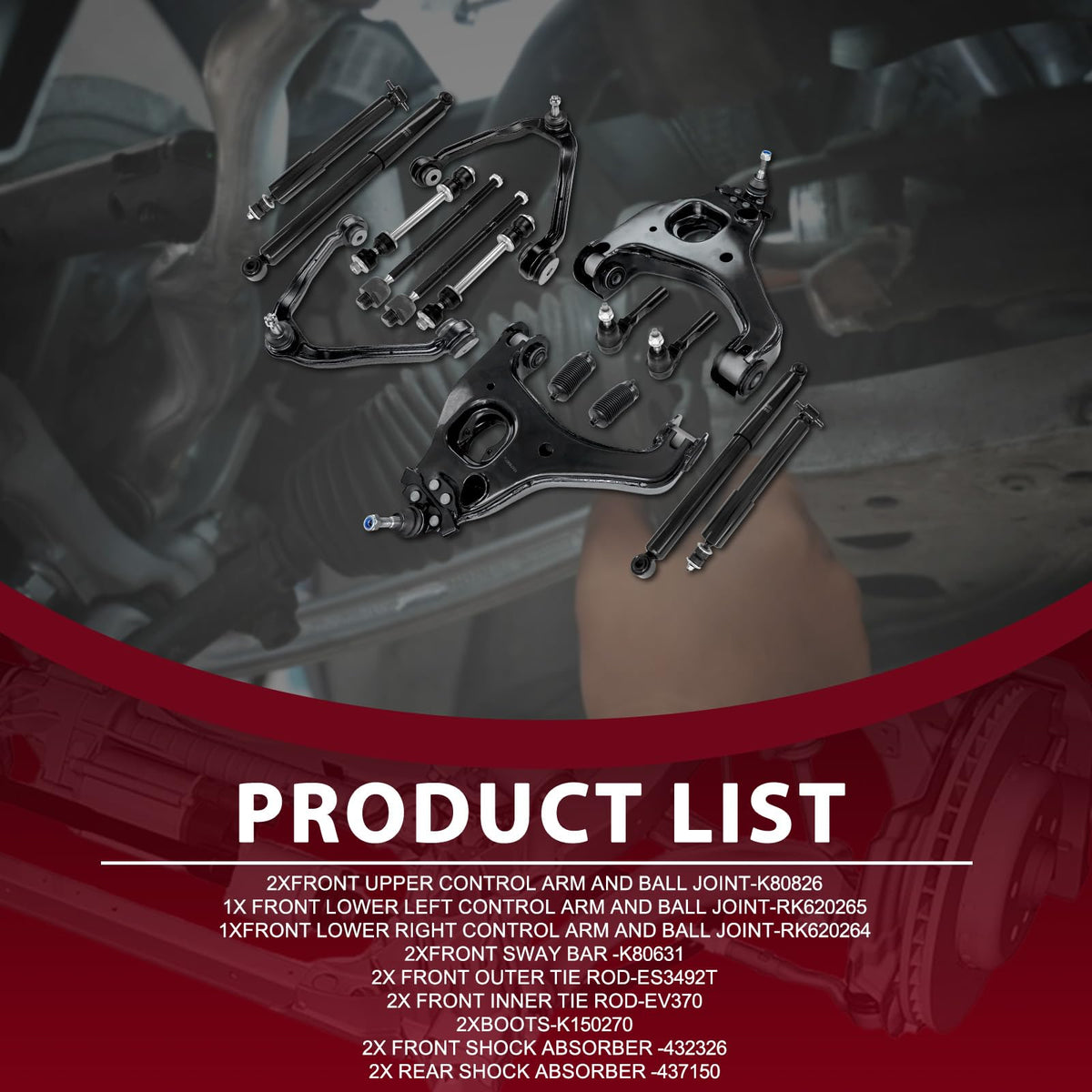 Frenzybro 2WD/RWD Front Upper Lower Control Arm Shock Absorber Kit 16PCS