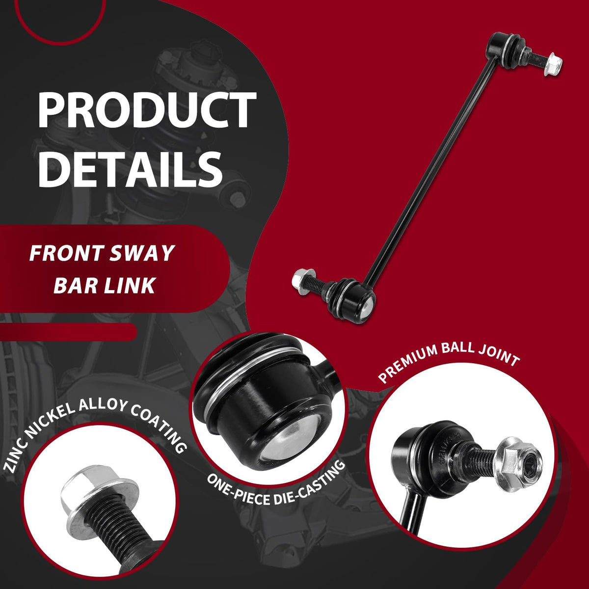Frenzybro 6Pcs Rear Shock Absorbers Assembly Sway Bars Kit
