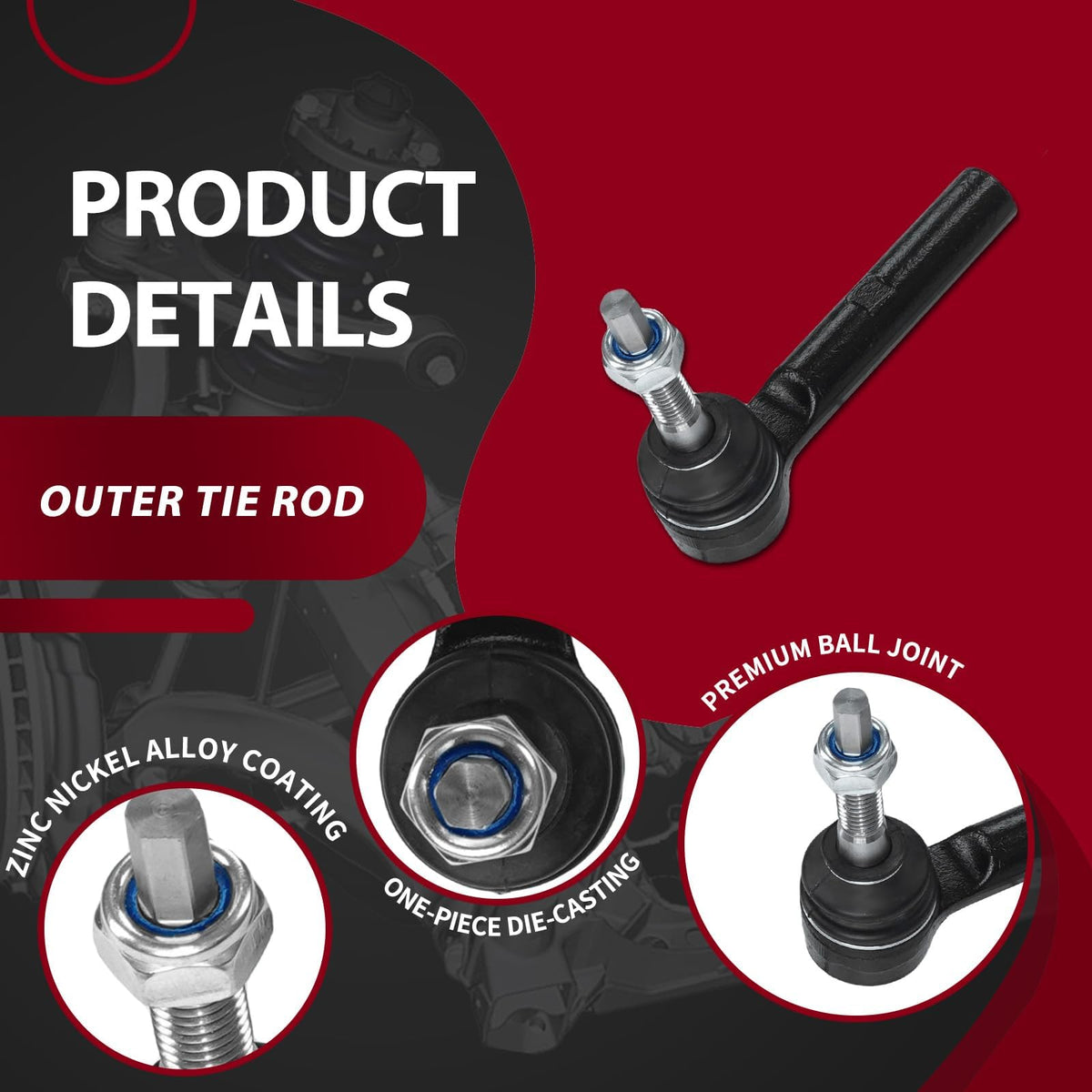 Frenzybro 10 Pcs Front Lower Control Arm Ball Joint Swaybar Tie Rod Rear Shock Absorber Suspension Kit Replacement For 2008-2