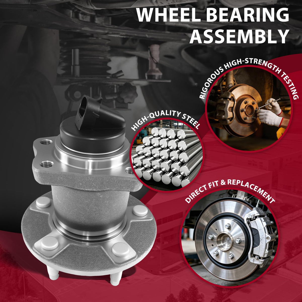 Frenzybro 2 Wheel Bearing Hub 512285 Replacement for 2004-2012 Chevrolet Malibu 2009-2010 Cobalt 2008-2010 HHR 2005-2010 Pont