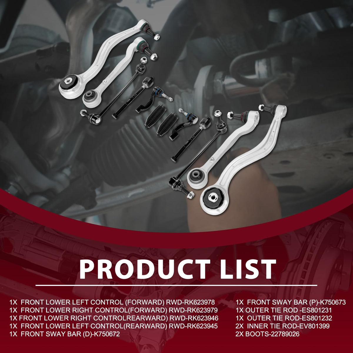 Frenzybro 12pcs Front Lower Control Arm with Ball Joint Stabilizer Sway Bar Link Inner Outer Tie Rod End Link Suspension Kit 