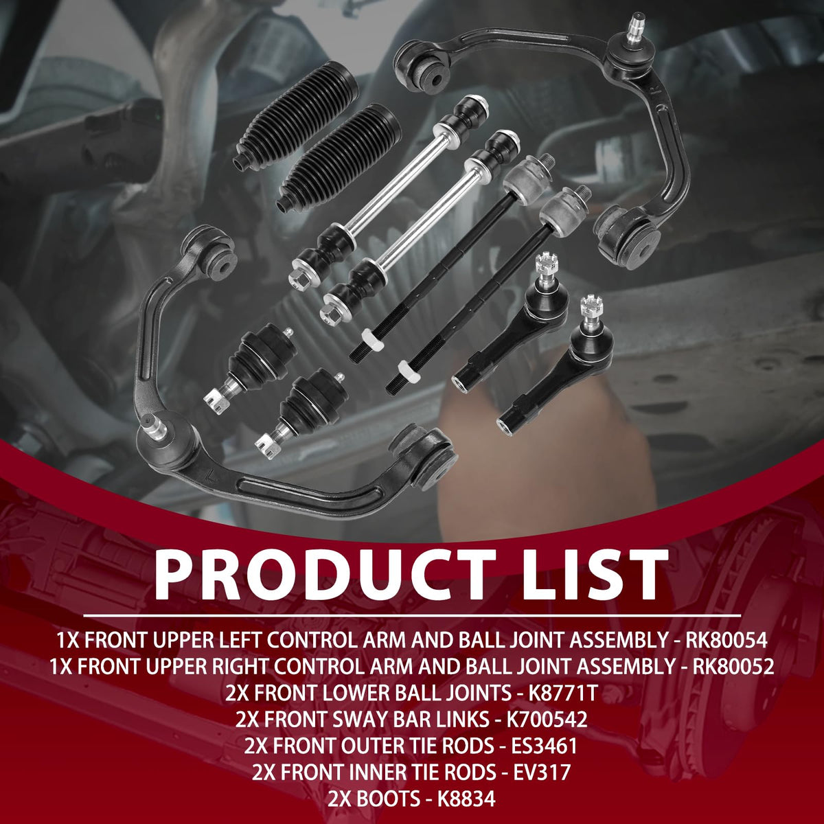 Frenzybro 12PCS Front Upper Control Arm Front Suspension Kit
