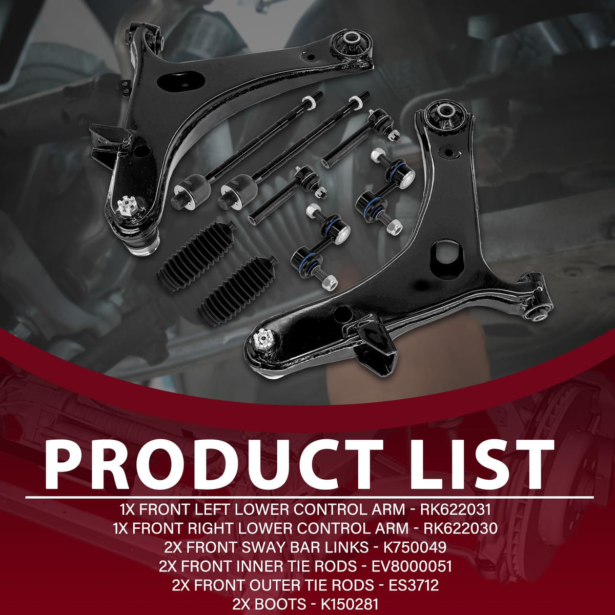 Frenzybro 12PCS Front Control Arms Kit Fits for Subaru Legacy 2005-2009
