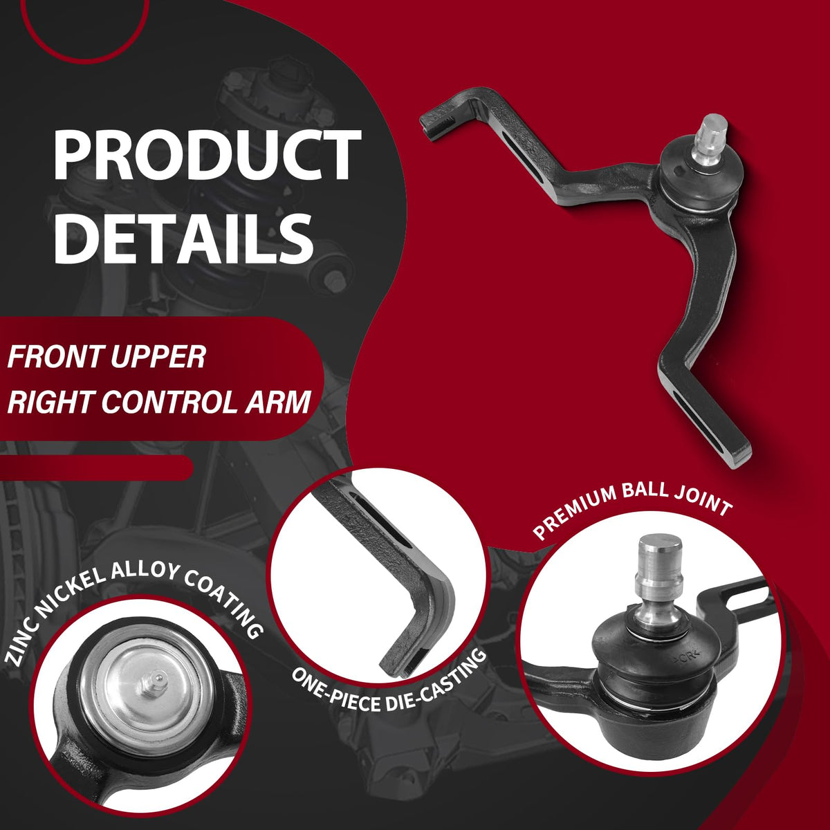 Frenzybro 10 Piece Front Upper Control Arm Front Suspension Kit 4WD&AWD