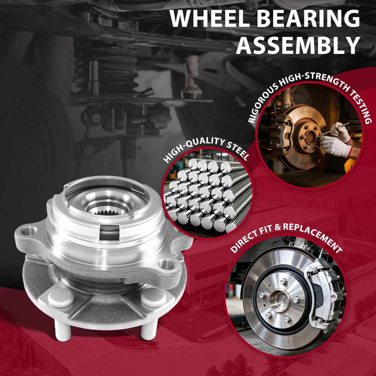 Frenzybro 2pcs Front Hub Assembly and Wheel Bearing Compatible with Infiniti FX35 FX45 FX50 G37 M35 M37 M45 M56 Q40 Q50 Q60 Q