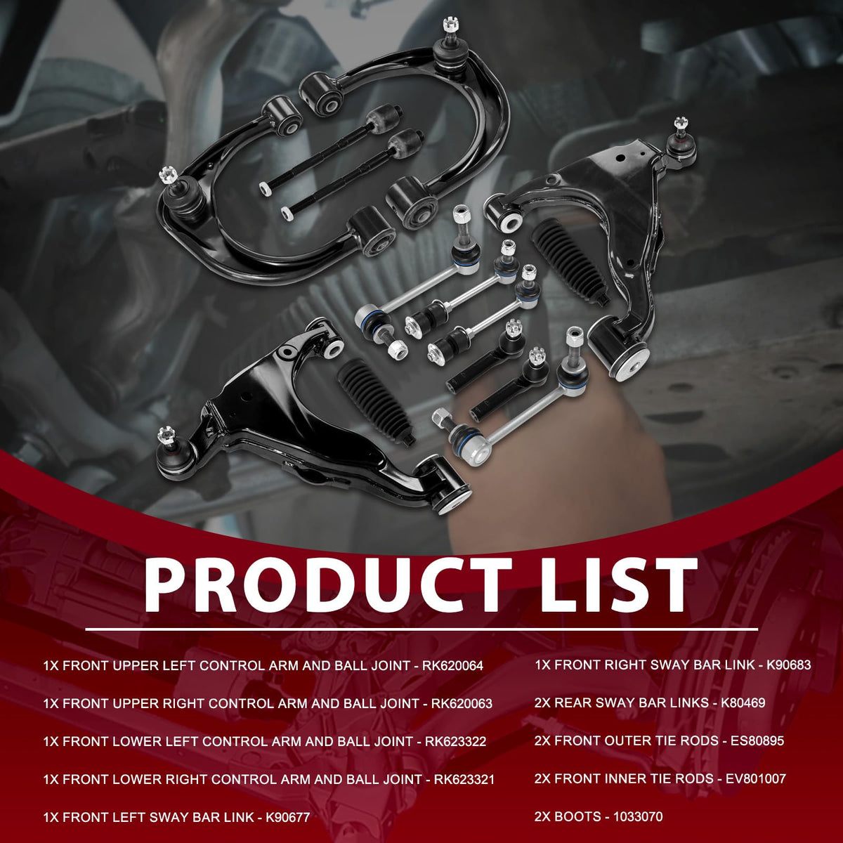 Frenzybro Front Upper Lower Control Arm Full Suspension Kit 14PCS