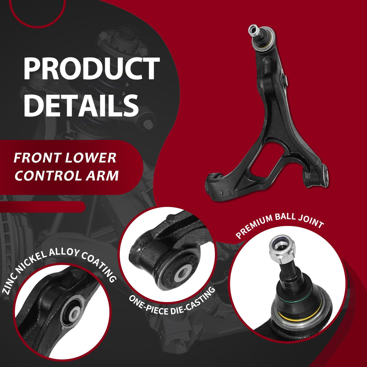 Frenzybro Upper Lower Control Arm Front Suspension Kit for 2007-10 Audi Q7