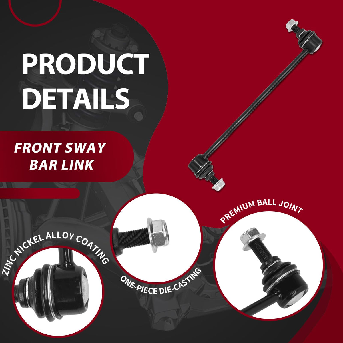 Frenzybro 8Pcs Front Struts Rear Shock Absorbers Sway Bars Kit