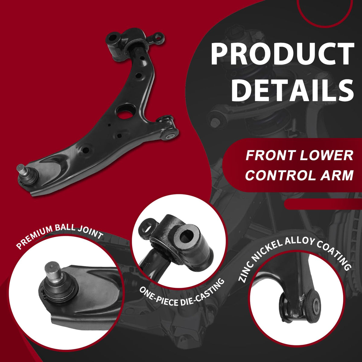 Frenzybro RK623522 Front Control Arm w/Ball Joint Fit for 2014-2021 Mazda 6