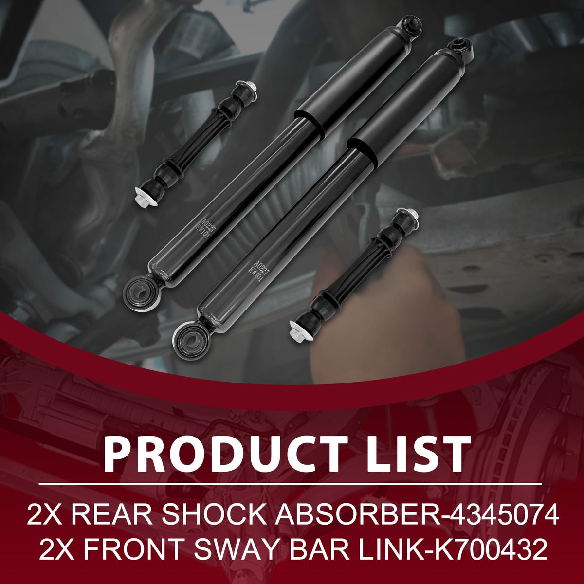 Frenzybro 4Pcs 4WD Rear Shock Absorbers Assembly Front Sway Bar Links Kit
