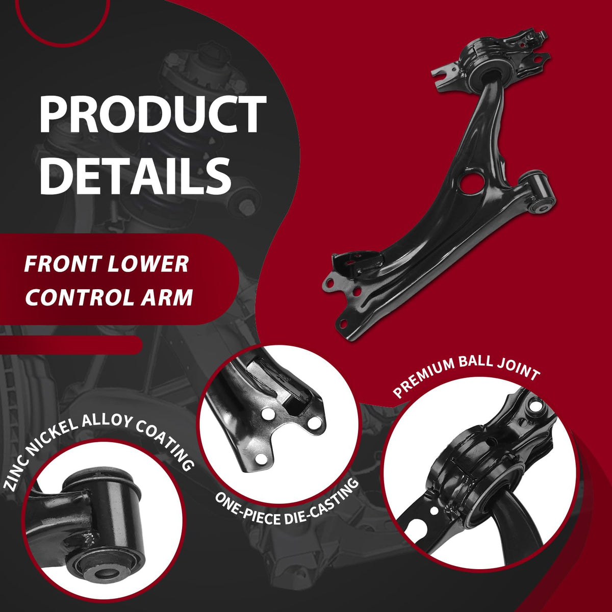 Frenzybro 6 Pcs Front Control Arm Rear Shock Absorber Suspension Kit
