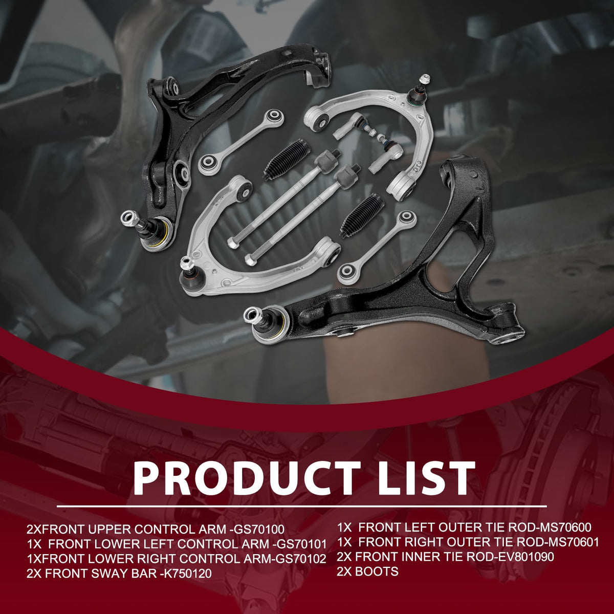 Frenzybro Upper Lower Control Arm Front Suspension Kit for 2007-10 Audi Q7