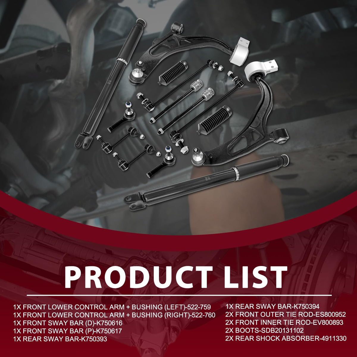Frenzybro Front Lower Control Arm Suspension Kit with Rear Shock Absorber