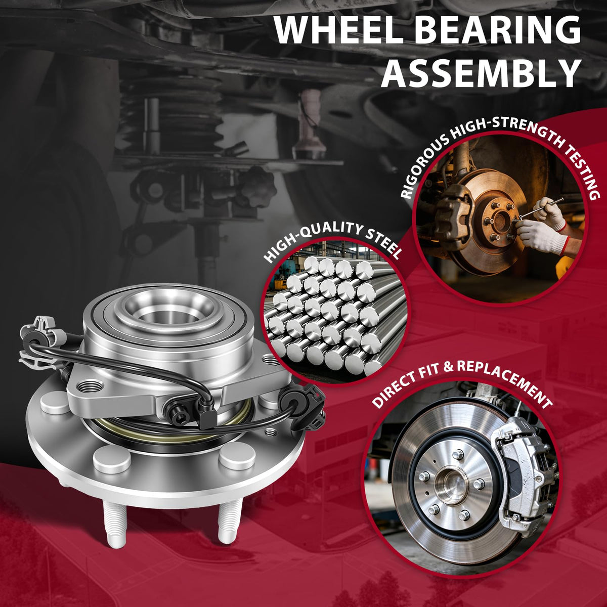 Frenzybro 2pcs Front Hub Assembly and Wheel Bearing Compatible with 2015-2020 GMC Yukon XL Sierra 1500, Chevy Tahoe Suburban 