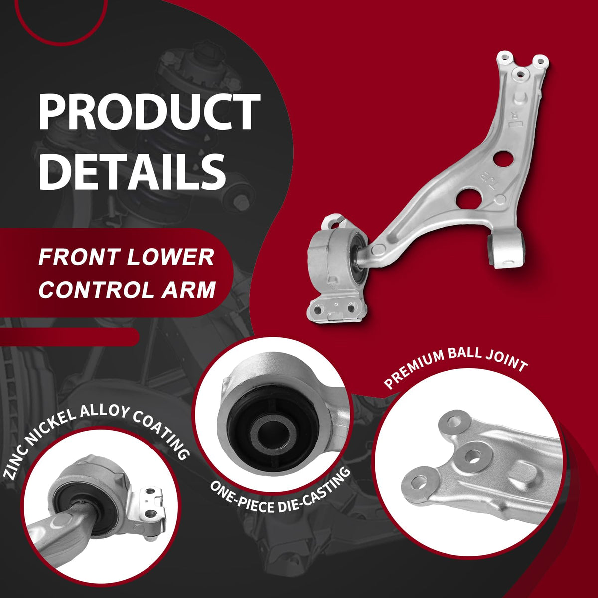 Frenzybro Pair Front Lower Control Arm with Ball Joint Suspension Kit