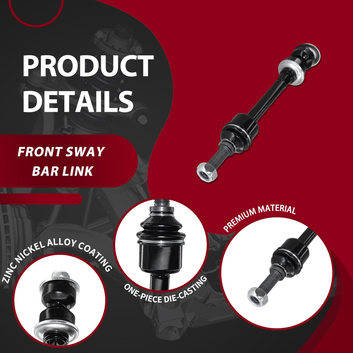 Frenzybro 6Pcs 2WD Front Struts Rear Shock Absorbers Sway Bars Kit