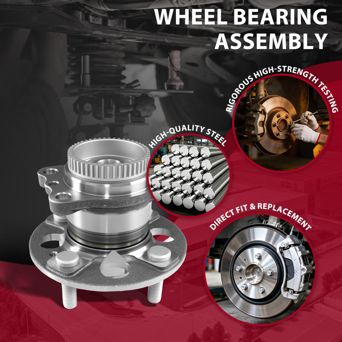 Frenzybro 2 Wheel Bearing Hub 512483 Replacement for 2012-2017 Hyundai Accent Kia Rio