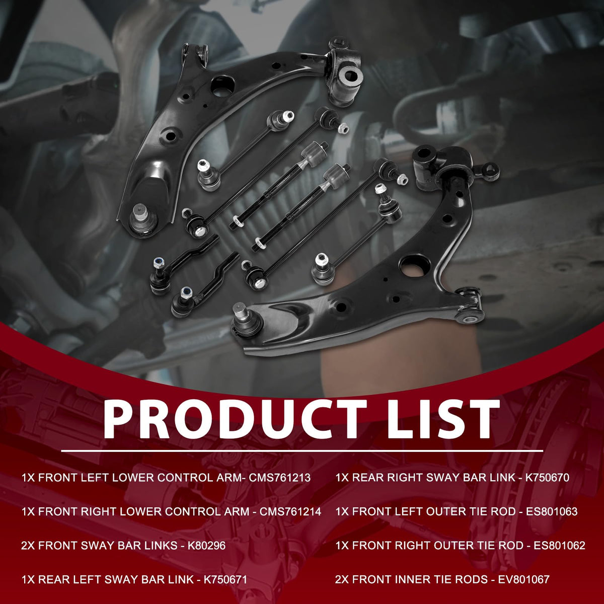 Frenzybro 10PCS Front Suspension Control Arm Kit Fit for 2014-2017 Mazda 6