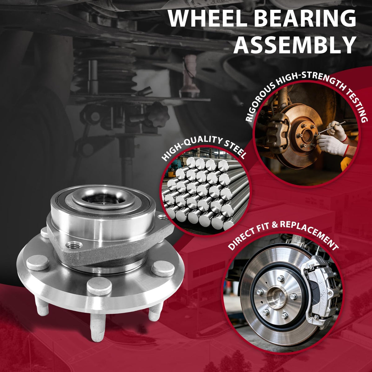 Frenzybro Front Wheel Hub Bearing Assembly Compatible with Buick Enclave 2008-2017, Chevy Traverse 2009-2017, GMC Acadia 2007