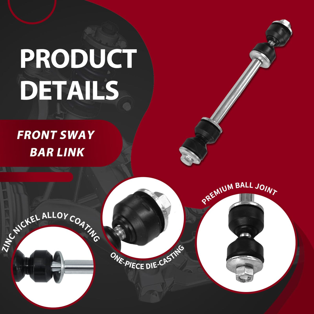 Frenzybro 6Pcs RWD Front Rear Shock Absorbers Assembly Sway Bars Kit