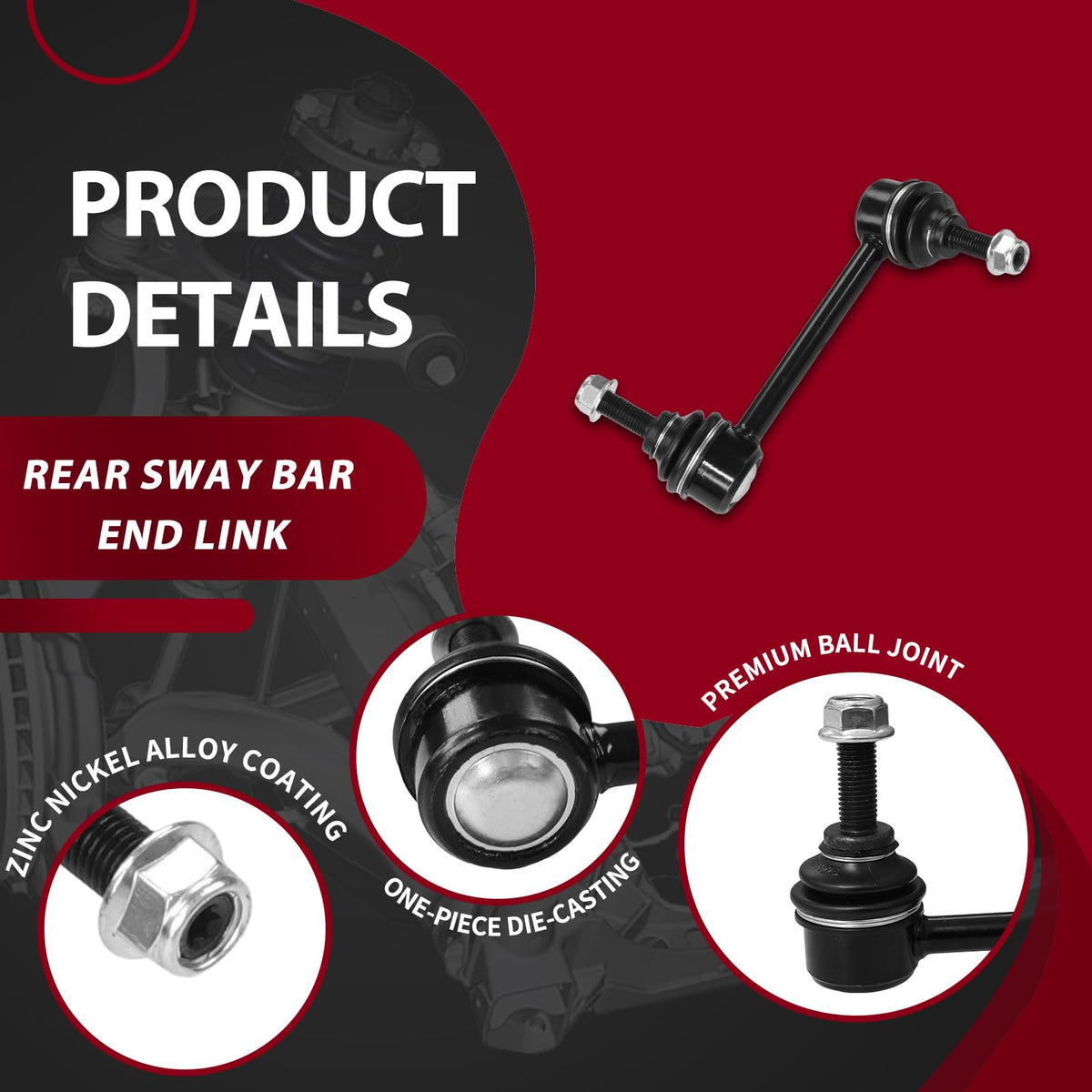 Frenzybro 4Pcs Rear Shock Absorbers Assembly Sway Bar Links Kit
