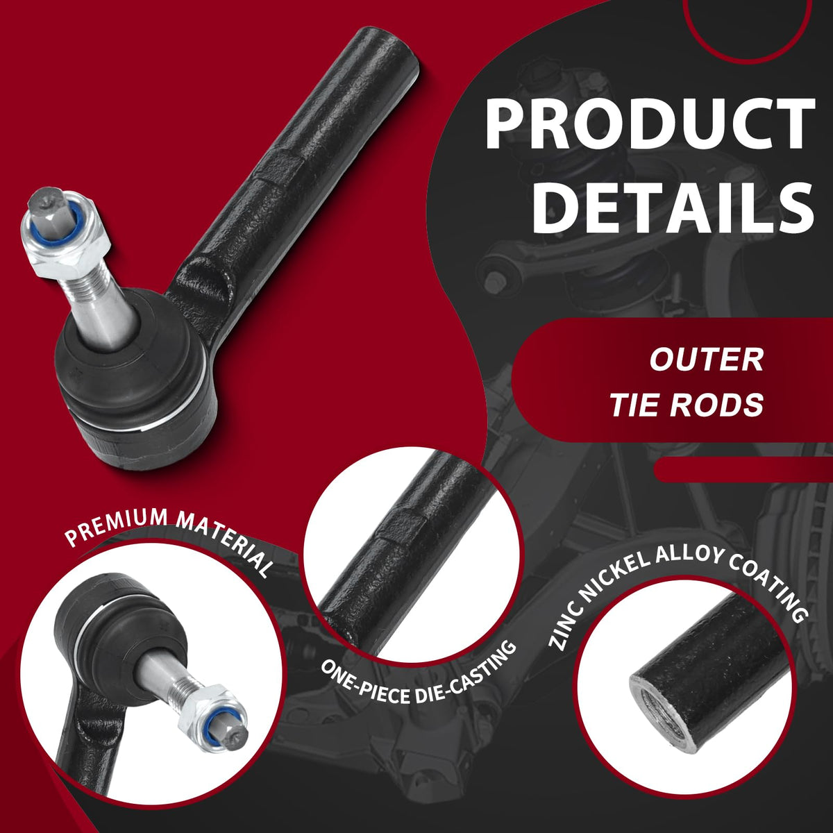 Frenzybro 10pcs Front Upper Control Arm Tie Rod Sway Bar Suspension Kit
