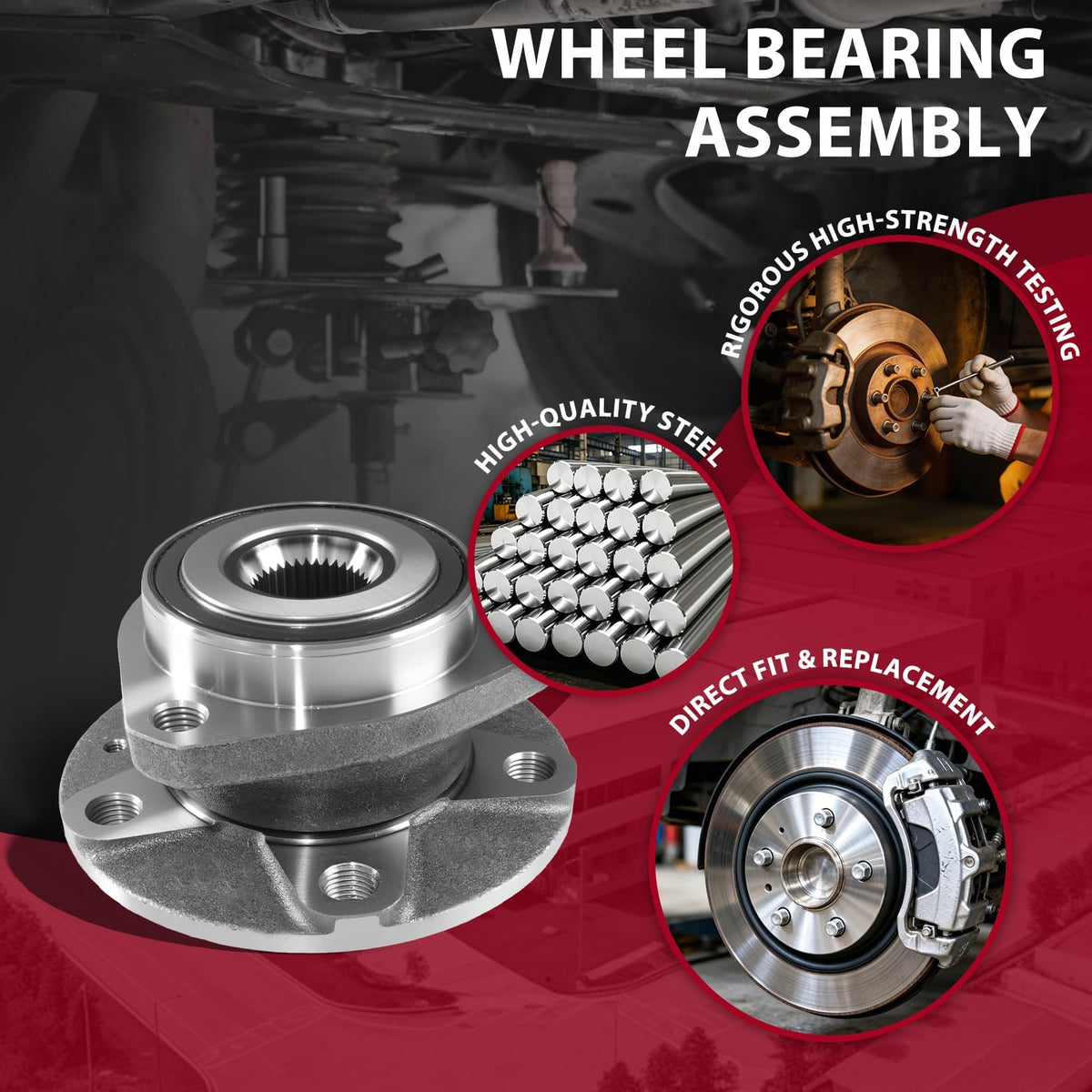 Frenzybro 2 Pcs Wheel Bearing Hub Assembly Set Compatible with 2006-2009 Volkswagen Rabbit, 2006 Golf, 2008 R32, 2006-2009 GT