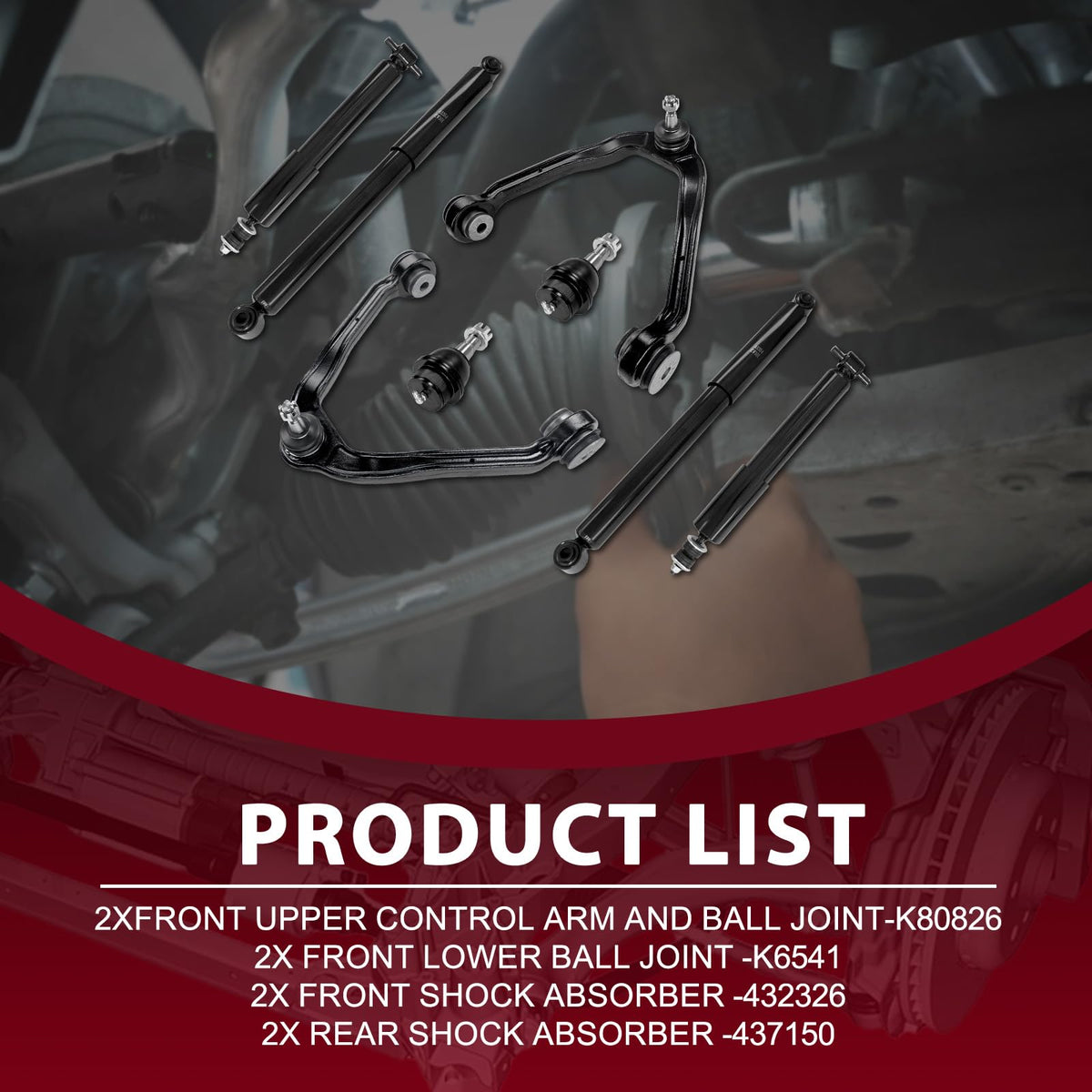 Frenzybro 2WD Front Upper Control Arm Shock Absorber Lower Ball Joint Suspension Kit Replacement For 2004-2006 Chevrolet Silv