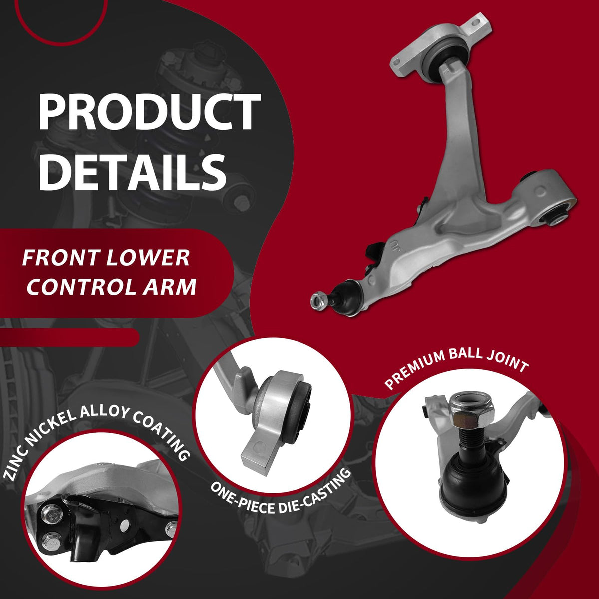 Frenzybro 12pcs Front Lower Control Arm with Ball Joint Sway Bar Link Inner Outer Tie Rod Boot Suspension Kit Compatible With