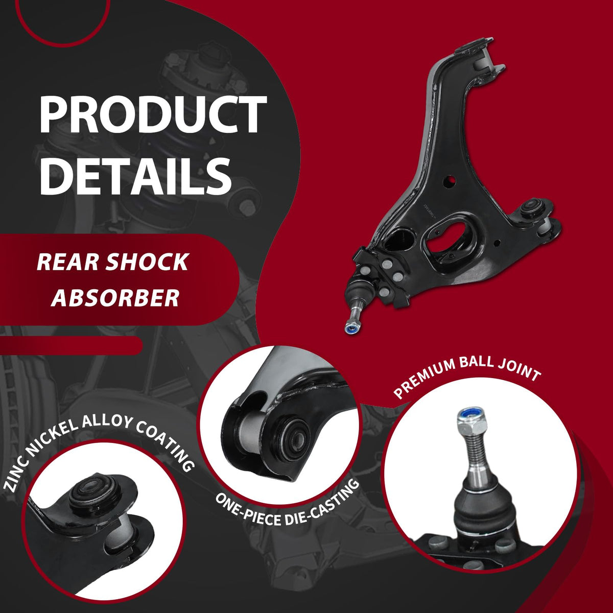 Frenzybro 2WD/RWD Front Upper Lower Control Arm Shock Absorber Kit 16PCS