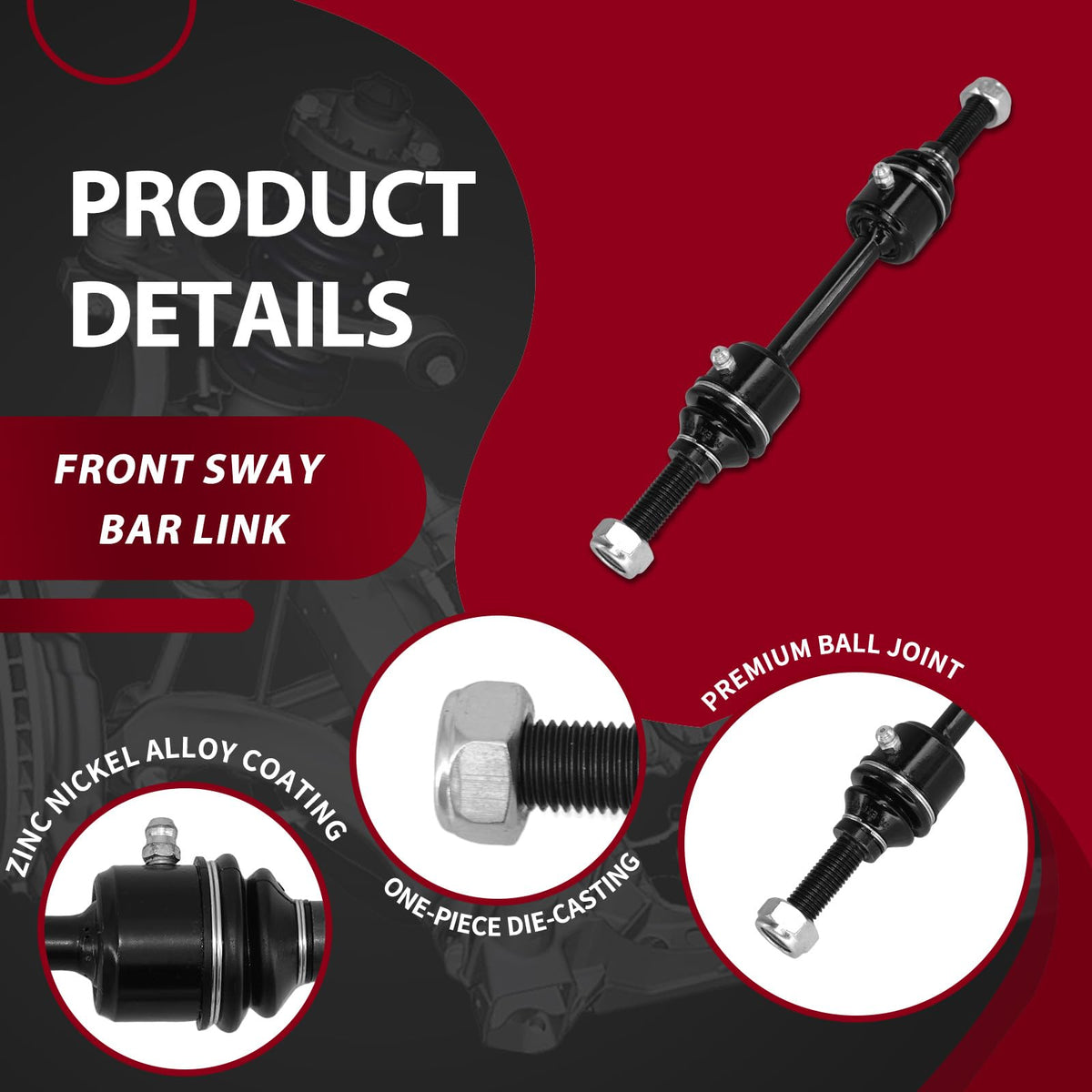 Frenzybro 6Pcs RWD Front Struts Rear Shock Absorbers Sway Bars Kit