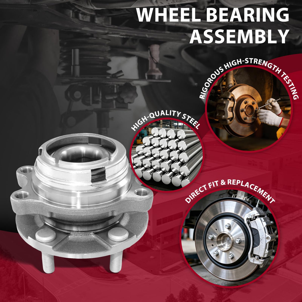 Frenzybro 2pcs Front Hub Assembly and Wheel Bearing Compatible with Nissan Altima 07-18, Maxima 09-21, Murano 15-18, Pathfind