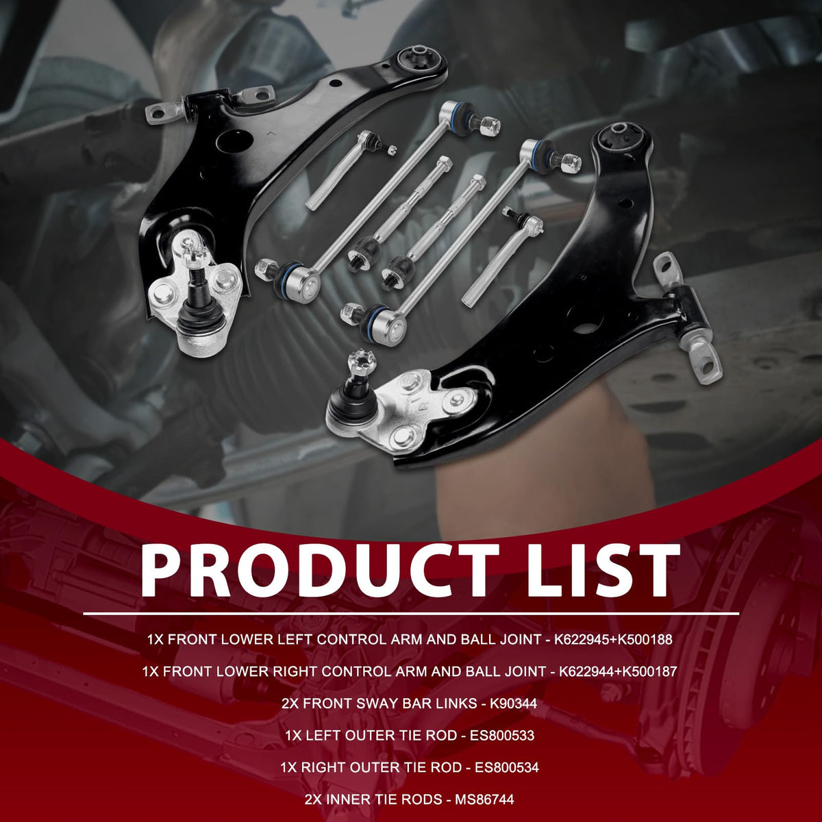 Frenzybro Front Lower Control Arm Suspension Kit Sway Bar Link Tie Rod End