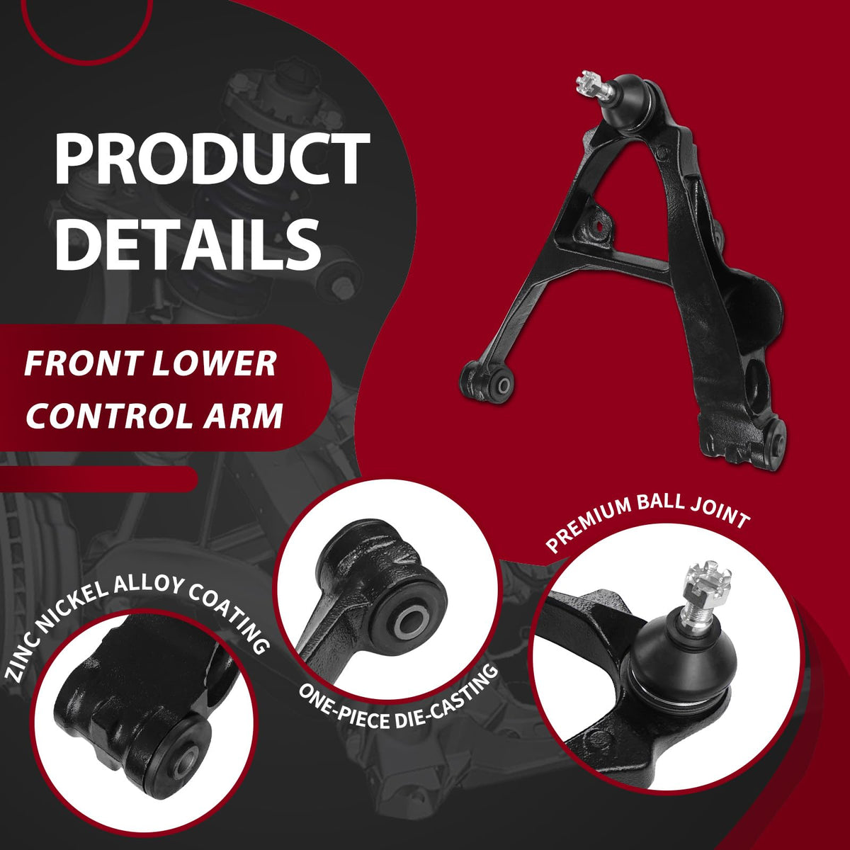 Frenzybro 4WD Lower Control Arm Front Rear Shock Absorber Suspension Kit