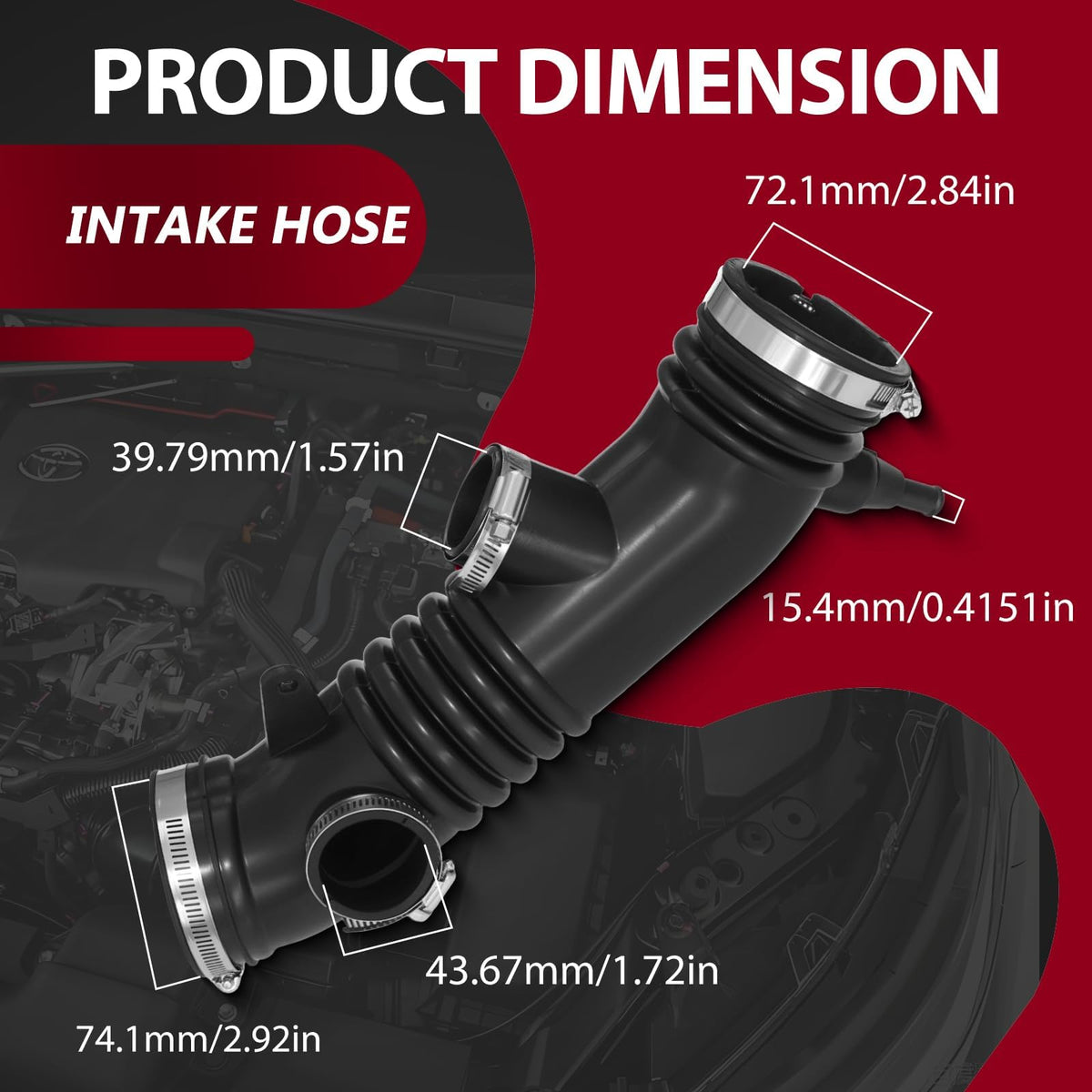 Frenzybro Engine Air Cleaner Intake Hose with Clamps 696018 Compatible with Toyota Tacoma 1995 1996 1997 1998 1999 2000 3.4L 